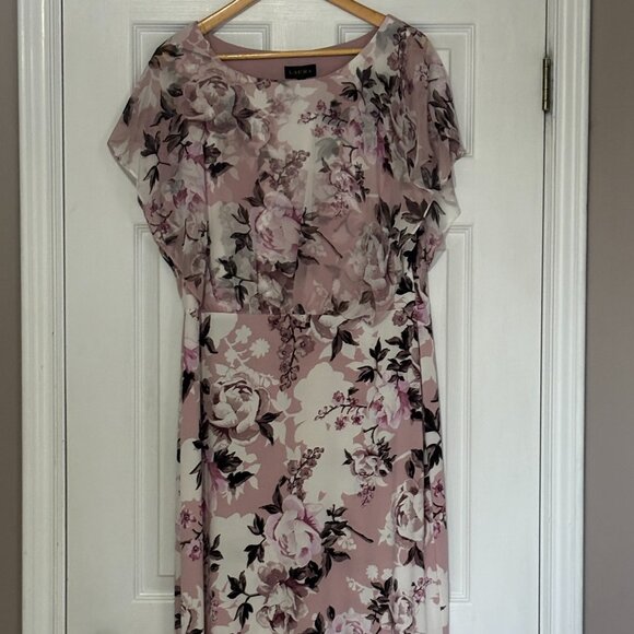 LAURA Knee Length Floral Chiffon & Knit Dress (Size 16) - Picture 1 of 4